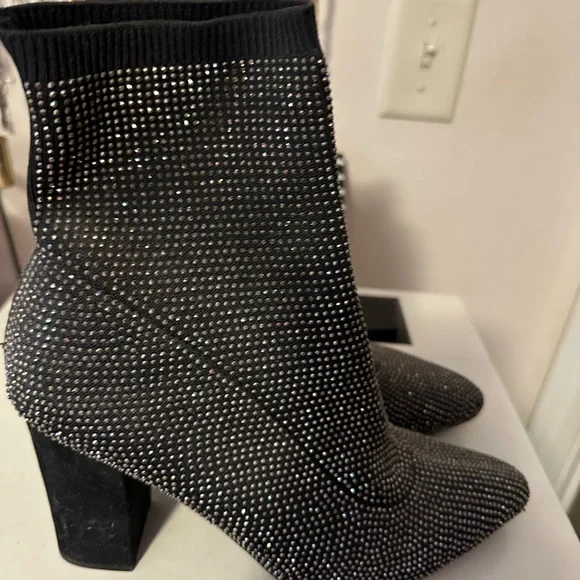 Black rhinestone sock bootie boots - Picture 3 of 7